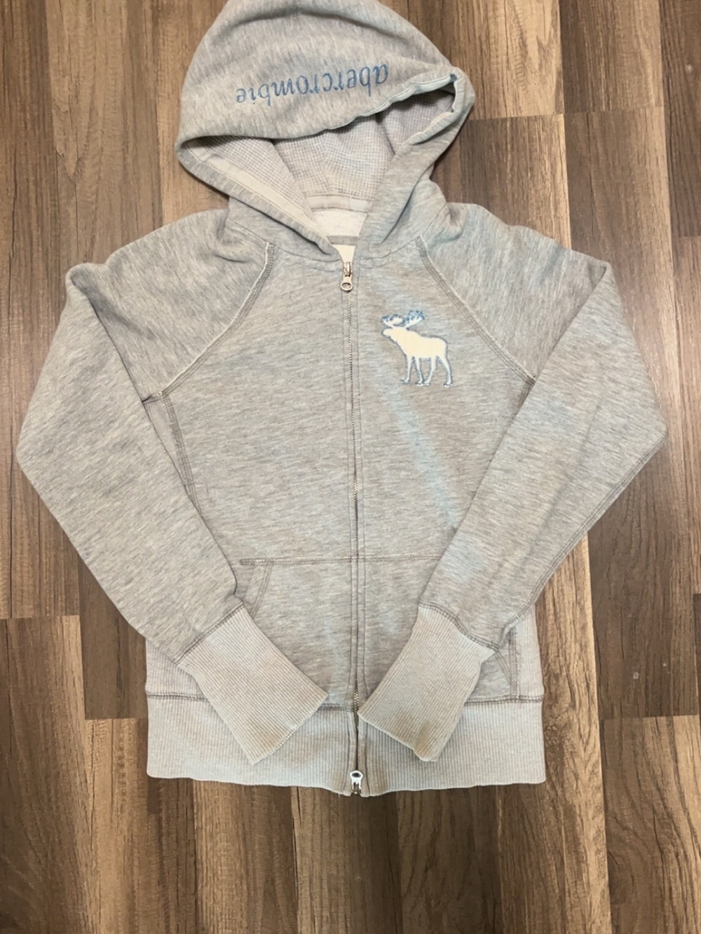 Vintage Y2K ABERCOMBIE & FITCH Full Zip Hoodie Womens L Gray Hooded Sweatshirt